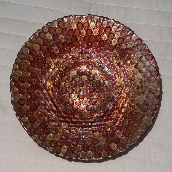 PIER 1 Red Water Colors and Gold Outer Blown Glass Pebbled Decorative Plate - Picture 2 of 4